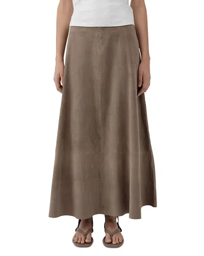 St Agni Suede Circle Skirt In Brown