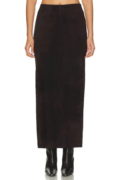 St Agni Suede Column Skirt In Brown