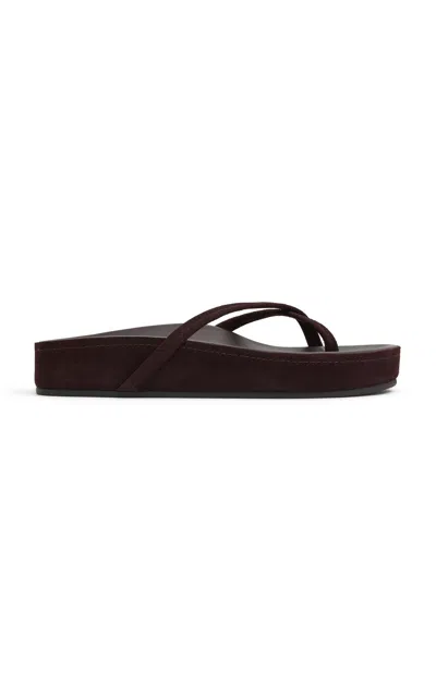 St Agni Suede Cross Strap Flatform In Burgundy