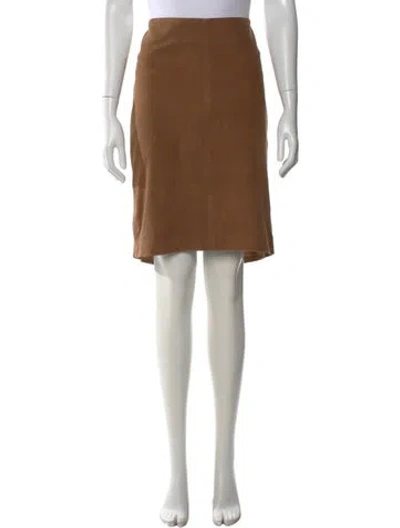 Pre-owned St Agni Suede Knee-length Skirt In Brown