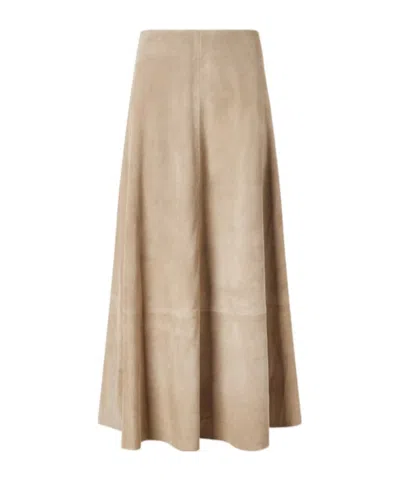 St Agni Paneled Suede Midi Skirt In Brown