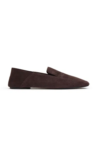 St Agni Suede Minimal Flat Loafer In Brown