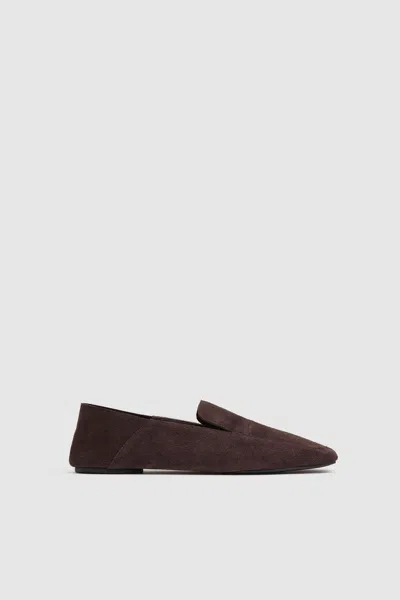 St Agni Suede Minimal Flat Loafer In Brown