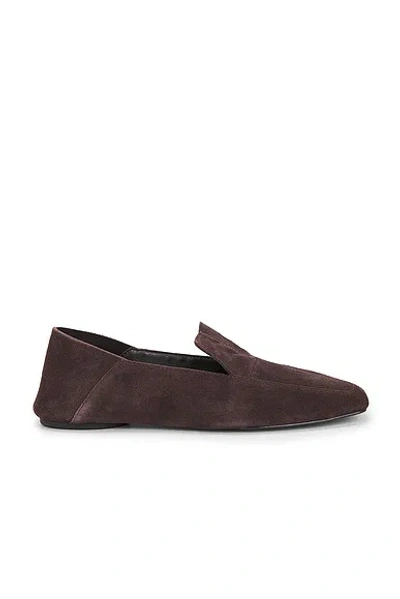 St Agni Suede Minimal Flat Loafer In Brown