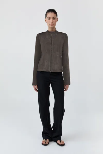 St Agni Suede Moto Jacket In Steel