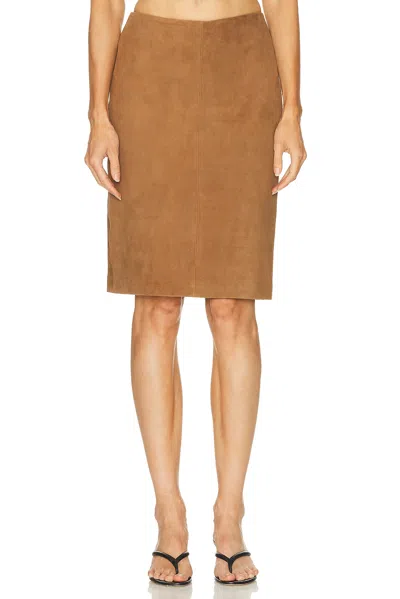 St Agni Suede Pencil Skirt In Brown