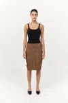 St Agni Suede Pencil Skirt In Toffee In Brown