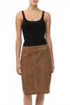 St Agni Suede Pencil Skirt In Toffee In Brown