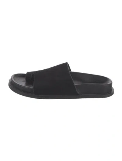 Pre-owned St Agni Suede Slides In Black
