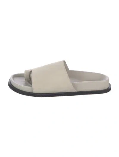 Pre-owned St Agni Suede Slides In Neutrals
