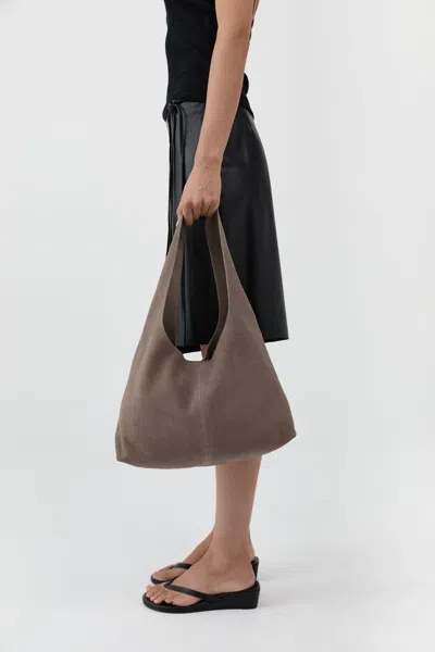 St Agni Suede Soft Bag In Gray