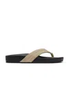 St Agni Suede Stitch Detail Thong Slide In Brown