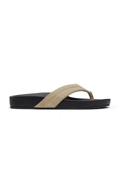 St Agni Suede Stitch Detail Thong Slide In Brown
