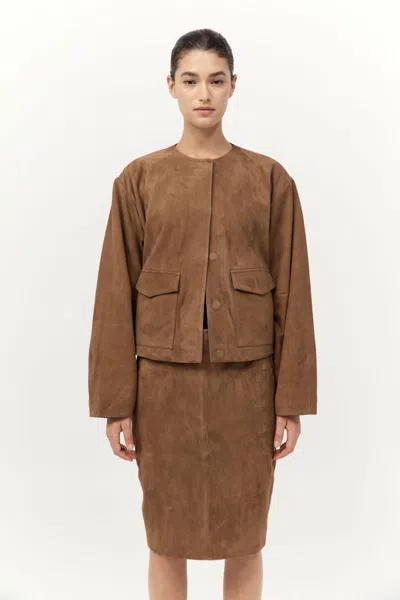 St Agni Suede Utility Cocoon Bomber