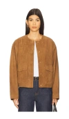 St Agni Suede Utility Cocoon Bomber In Brown