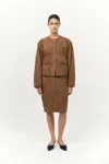 St Agni Suede Utility Cocoon Bomber In Brown