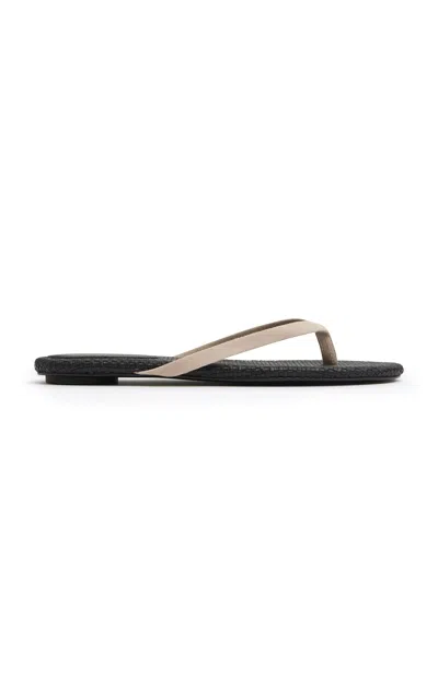 St Agni Suede Woven Flip Flop In Neutral