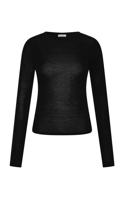 St Agni St. Agni Superfine Long Sleeve Merino Wool Top In Black