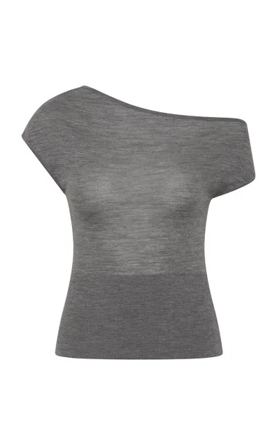 St Agni St. Agni Superfine Merino Off-shoulder Top In Dark Grey