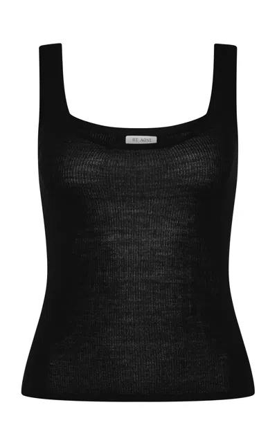 St Agni St. Agni Superfine Merino Wool Tank In Black