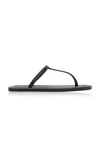 St Agni T Slide Leather Sandals In Black