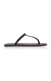 St Agni T Slide Leather Sandals In Brown