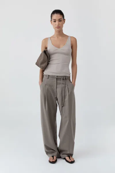 St Agni Tailored Barrel Pants In Brown
