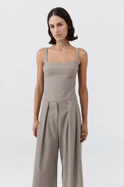 St Agni Tailored Bustier Top In Gray