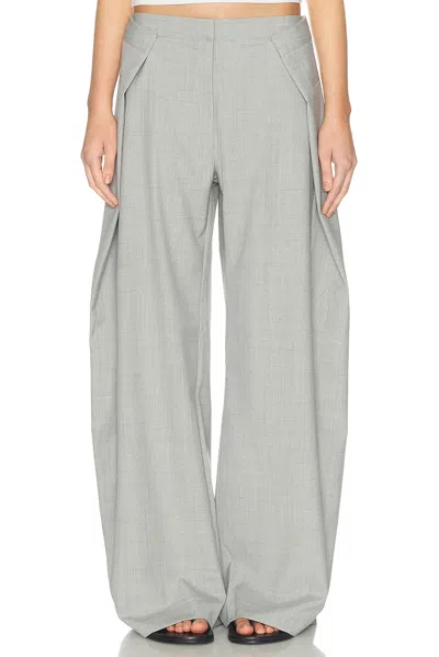 St Agni Tailored Fold Pant In Gray