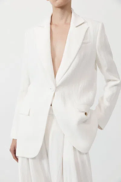 St Agni Tailored Linen Blazer In Ivory