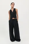 St Agni Tailored Linen Pants In Black
