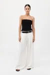 St Agni Tailored Linen Pants In Ivory