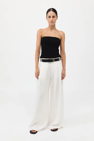 St Agni Tailored Linen Pants In White