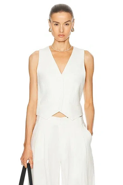 St Agni Tailored Linen Vest In Ivory