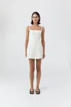 St Agni Tailored Square Neck Mini Dress In White