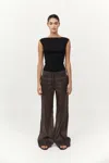 St Agni Tailored Transparent Pants In Black