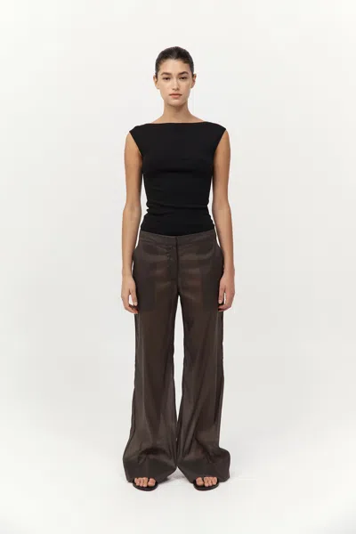 St Agni Tailored Transparent Pants In Black