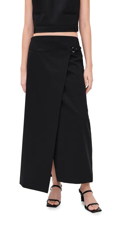 St Agni Tailored Wool Wrap Skirt Black