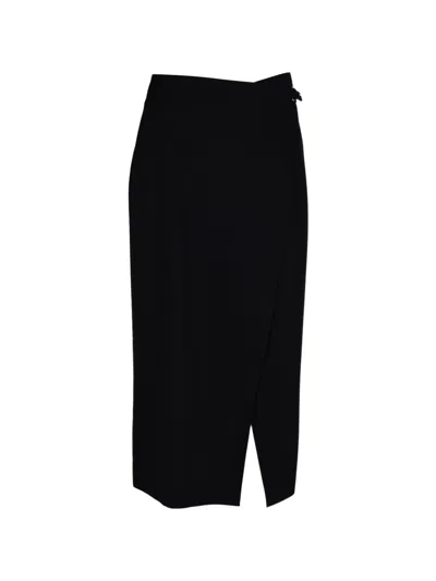 St Agni Tailored Wrap Midi Skirt In Black
