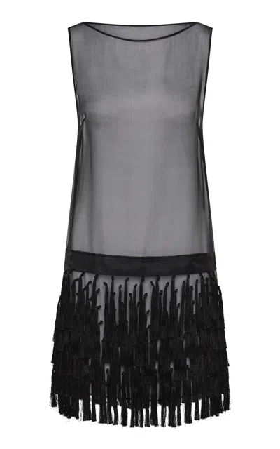 St Agni Tassel-detailed Silk Mini Dress