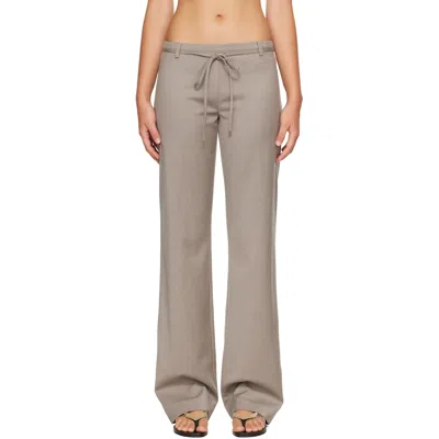 St Agni Taupe 90s Wool Rouleau Minimal Trousers In Light Taupe