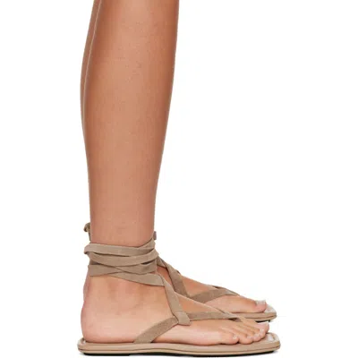 St Agni Taupe Suede Tie Up Sandals In Brown