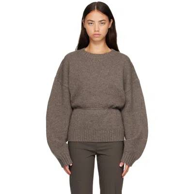 St Agni Taupe Wool Crew Neck Sweater In Taupe Melange