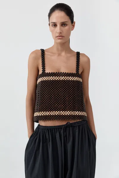 St Agni Taxi Top In Coffee/ecru