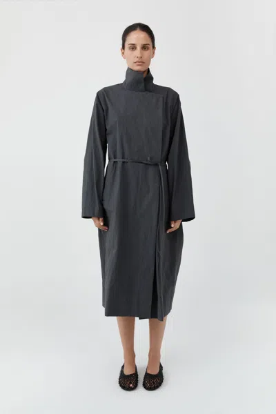 St Agni Technical Cotton Cocoon Coat In Iron Glaze