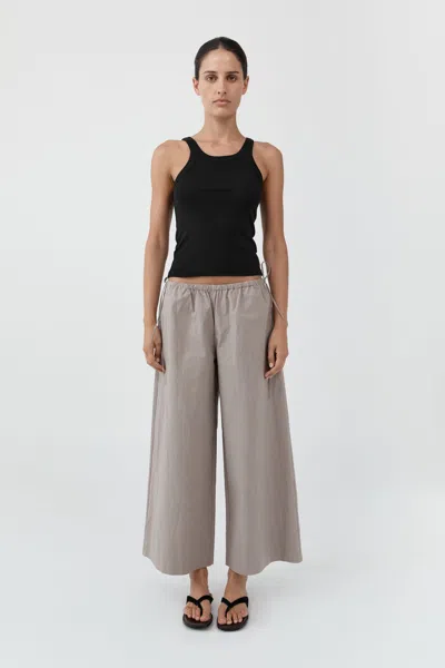 St Agni Technical Cotton Cropped Drawstring Pants In Grey Stone