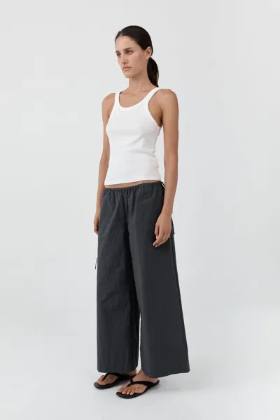 St Agni Technical Cotton Cropped Drawstring Pants In Iron Glaze