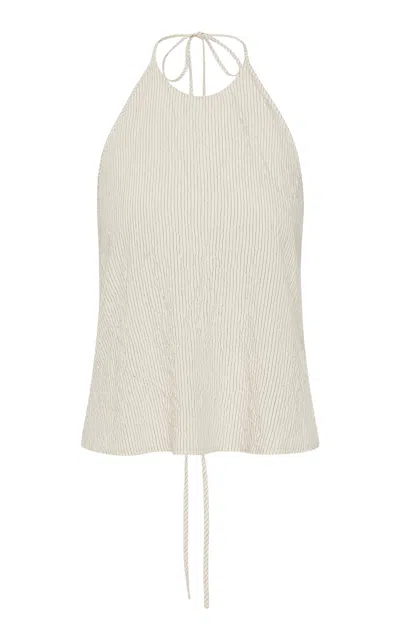 St Agni Textured Halter Top In Neutral