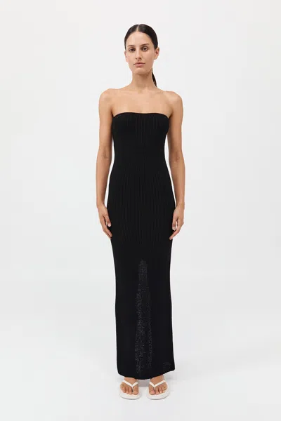 St Agni Textured Knit Column Dress In Black