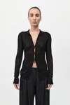 St Agni Textured Knit Shirt In Black